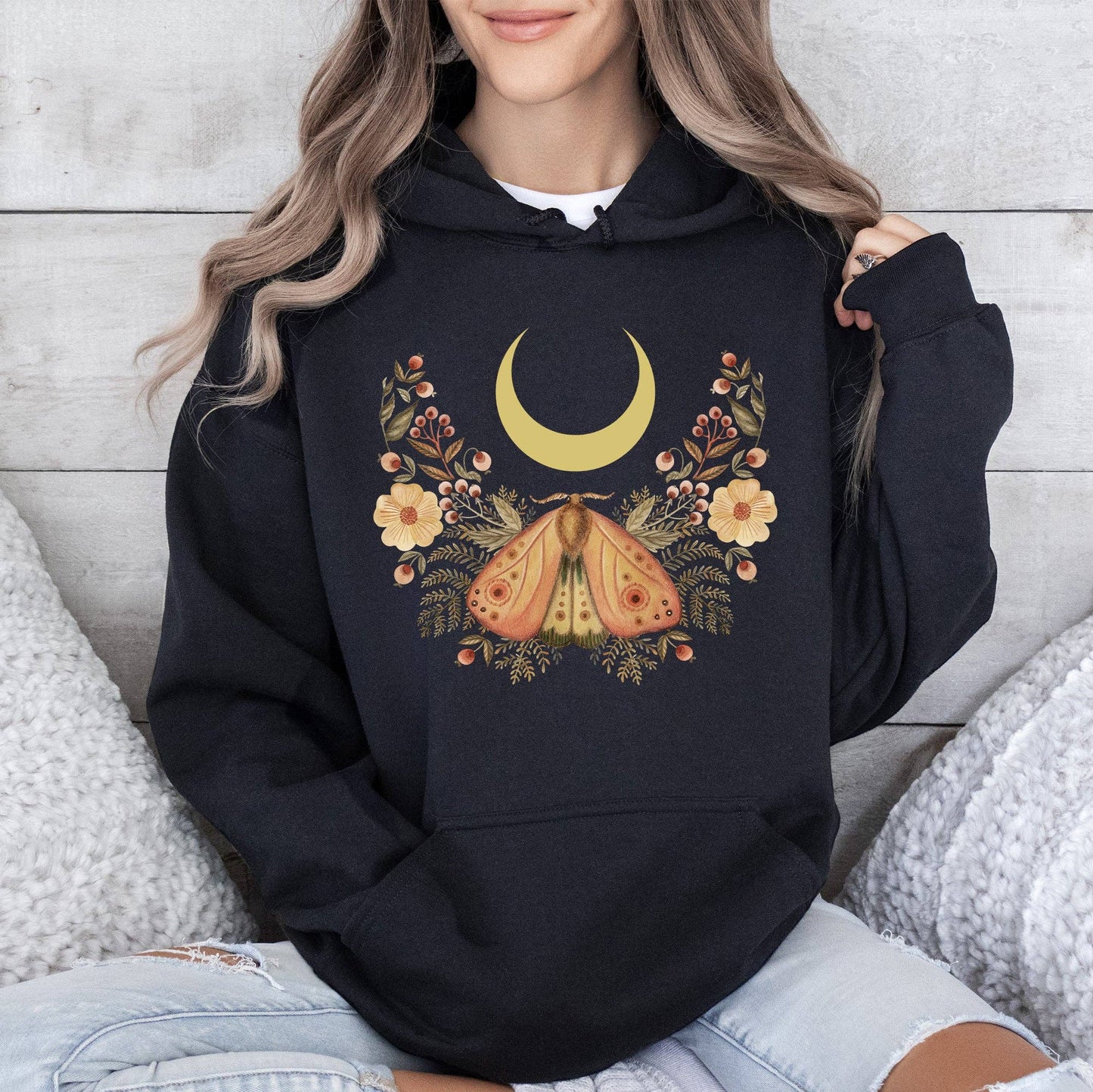 🚨NEW🚨Mystical Moth and Moon Hoodie | Black
