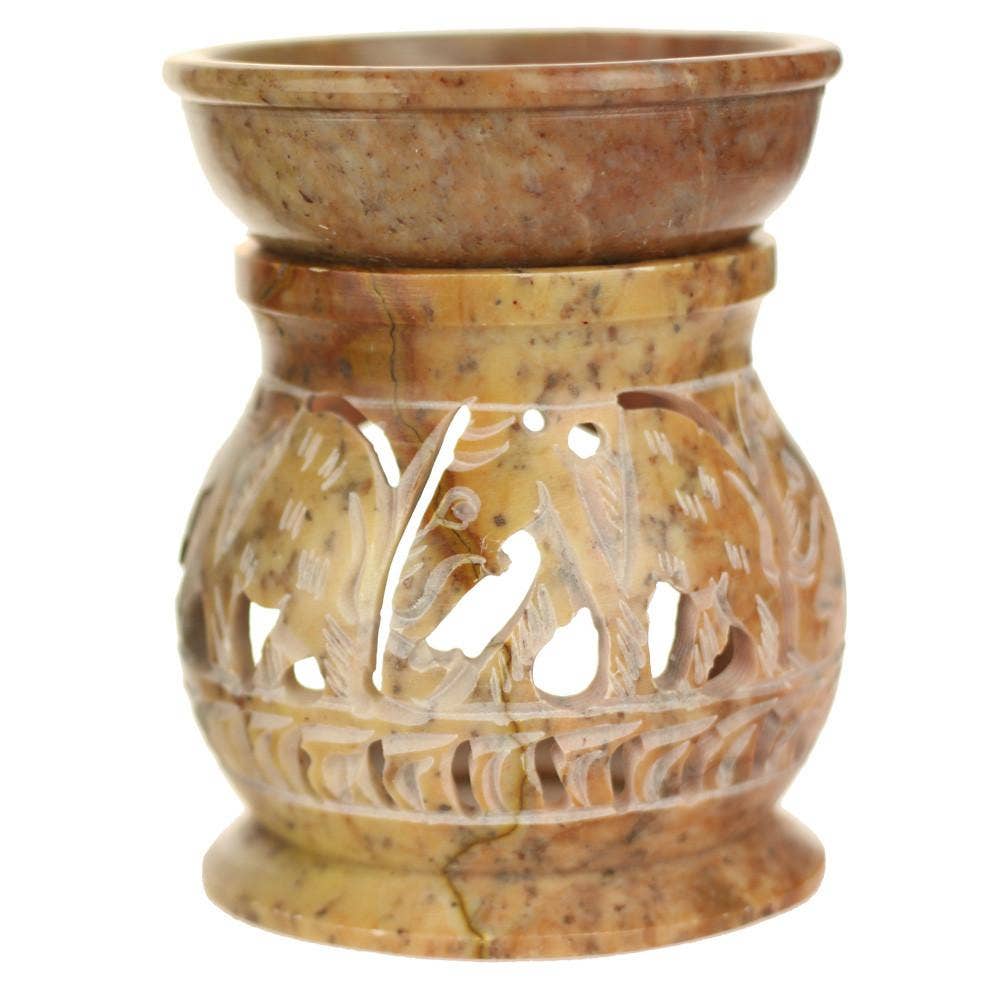 Oil Diffuser - Natural Soapstone Oil Burner Round Elephant