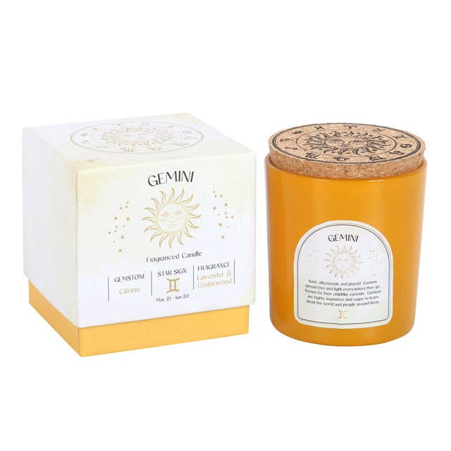 Gemini Lavender & Cedarwood Zodiac Crystal Candle