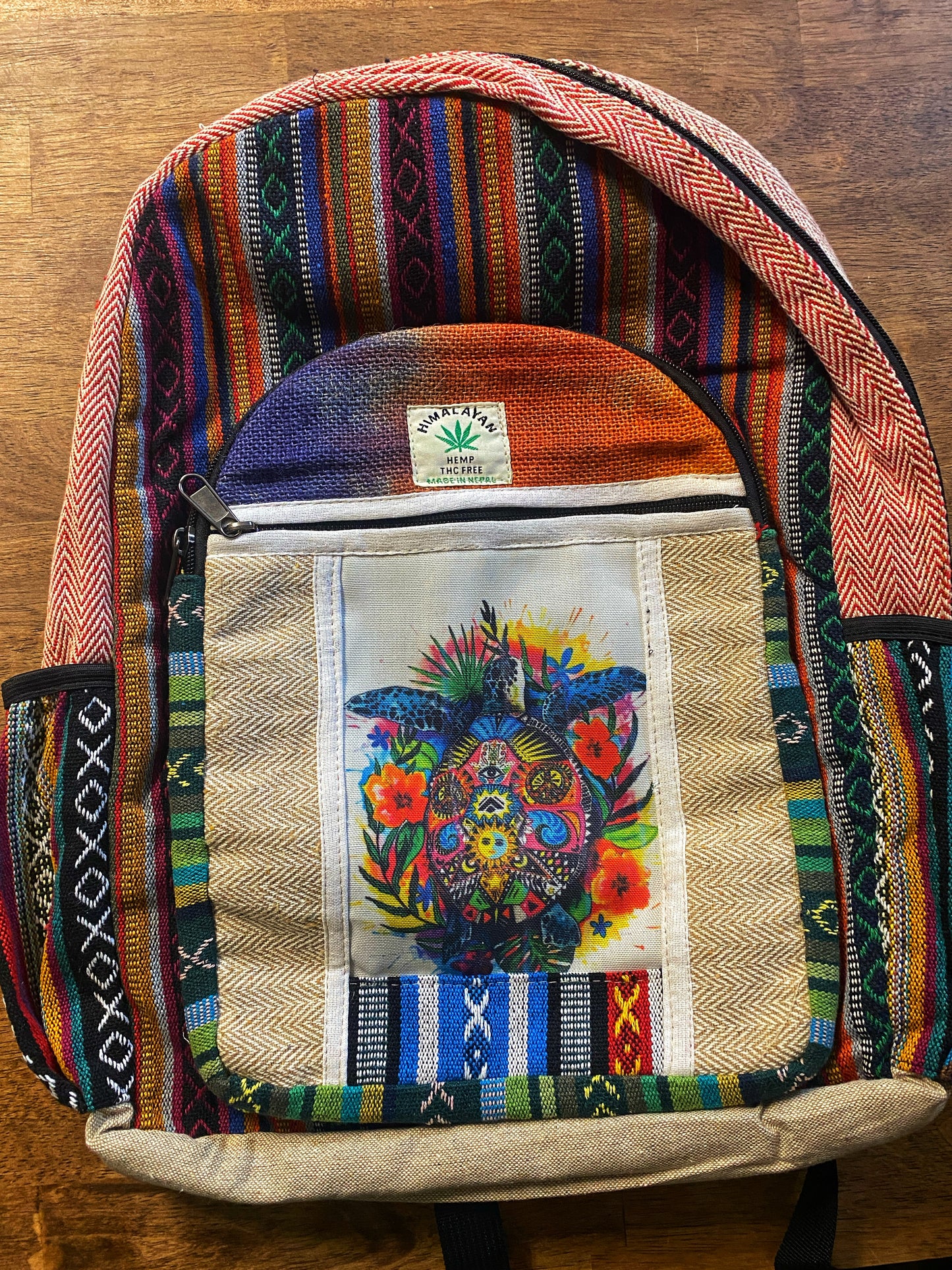 Hemp Backpack with printed design | Large
