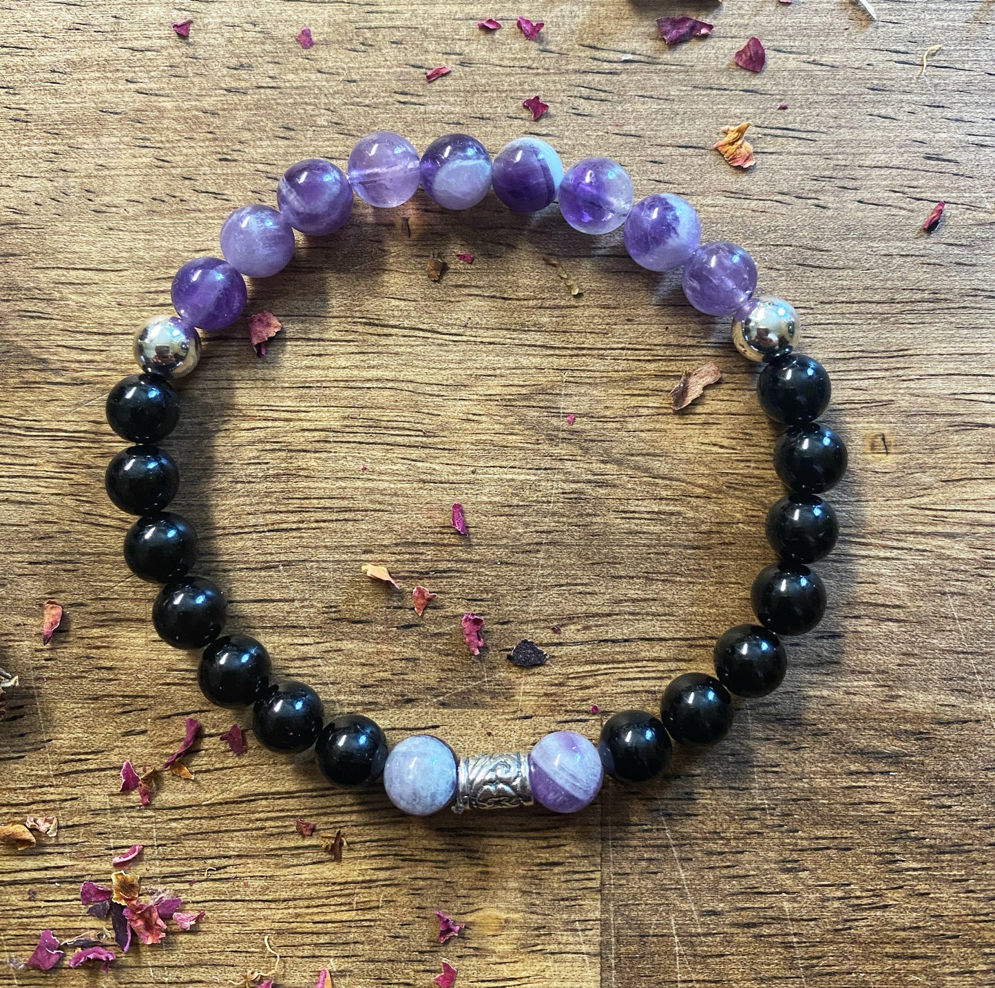 💜 Black Tourmaline and Amethyst 🖤 Sterling silver