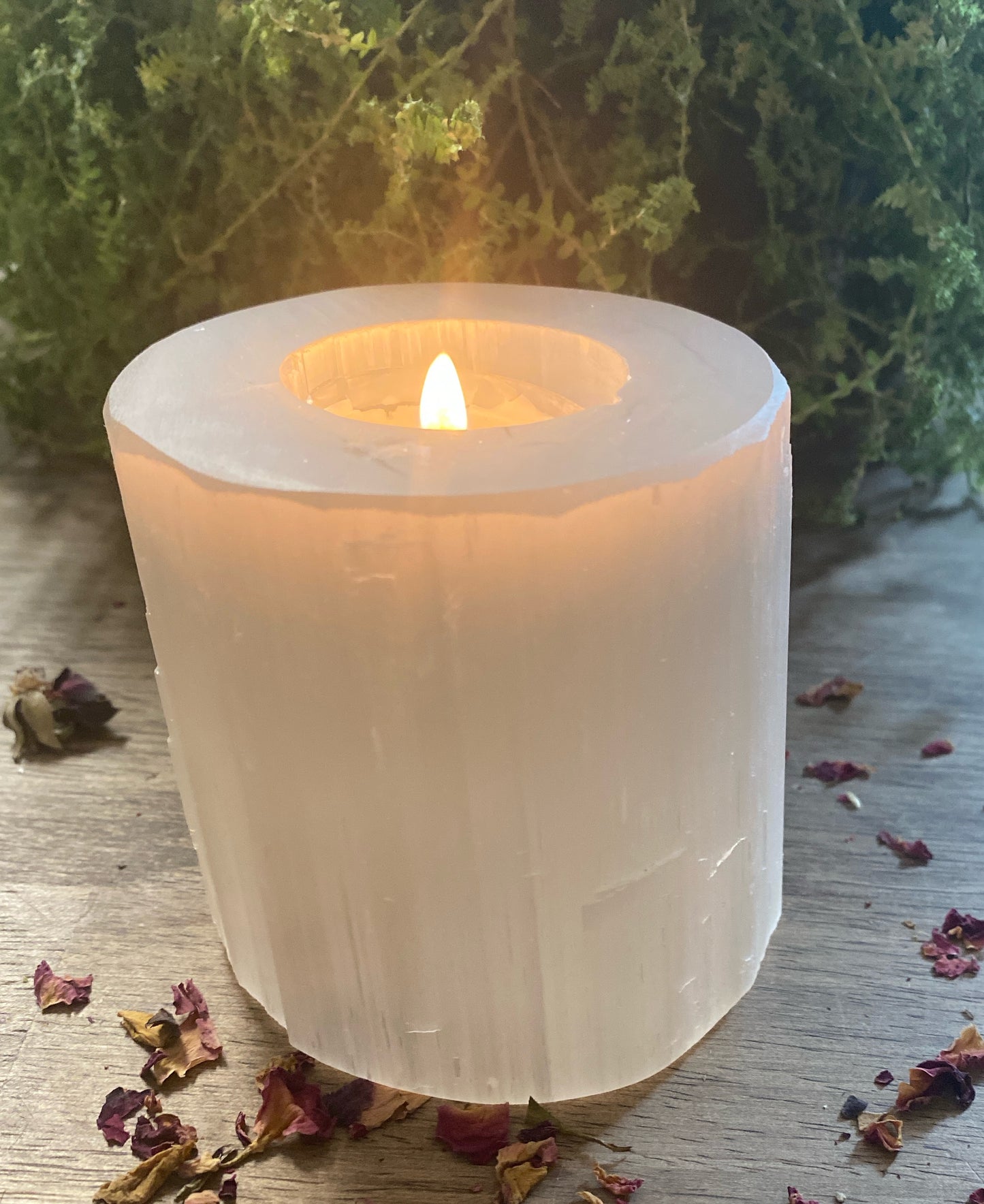 Selenite Candle Holder 3"