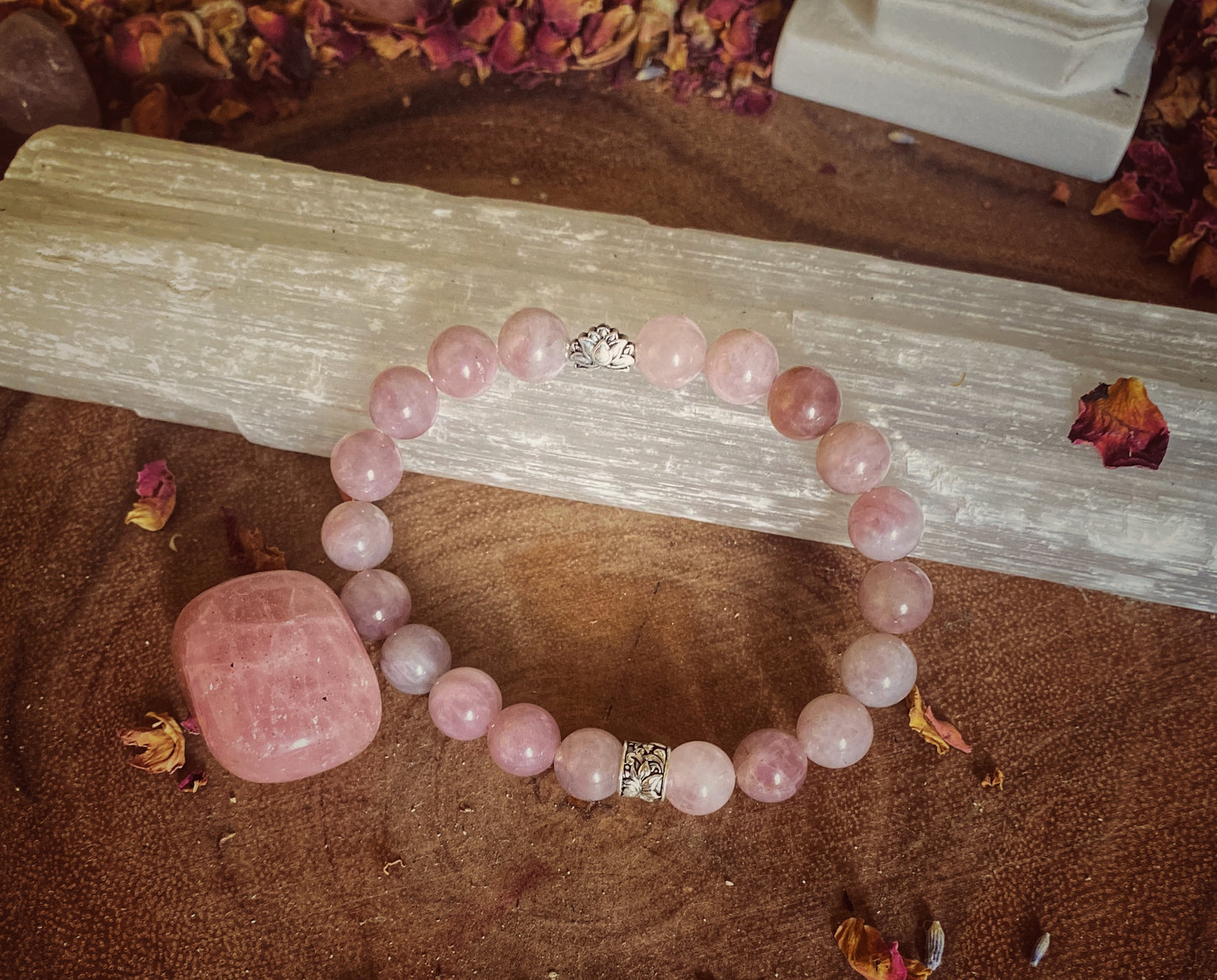 💕Rose quartz - Sterling silver -Lotus🪷
