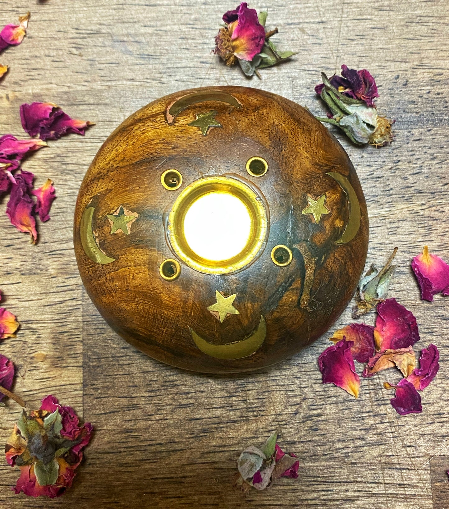 Stick & Cone Burner | Celestial | Brass Inlay