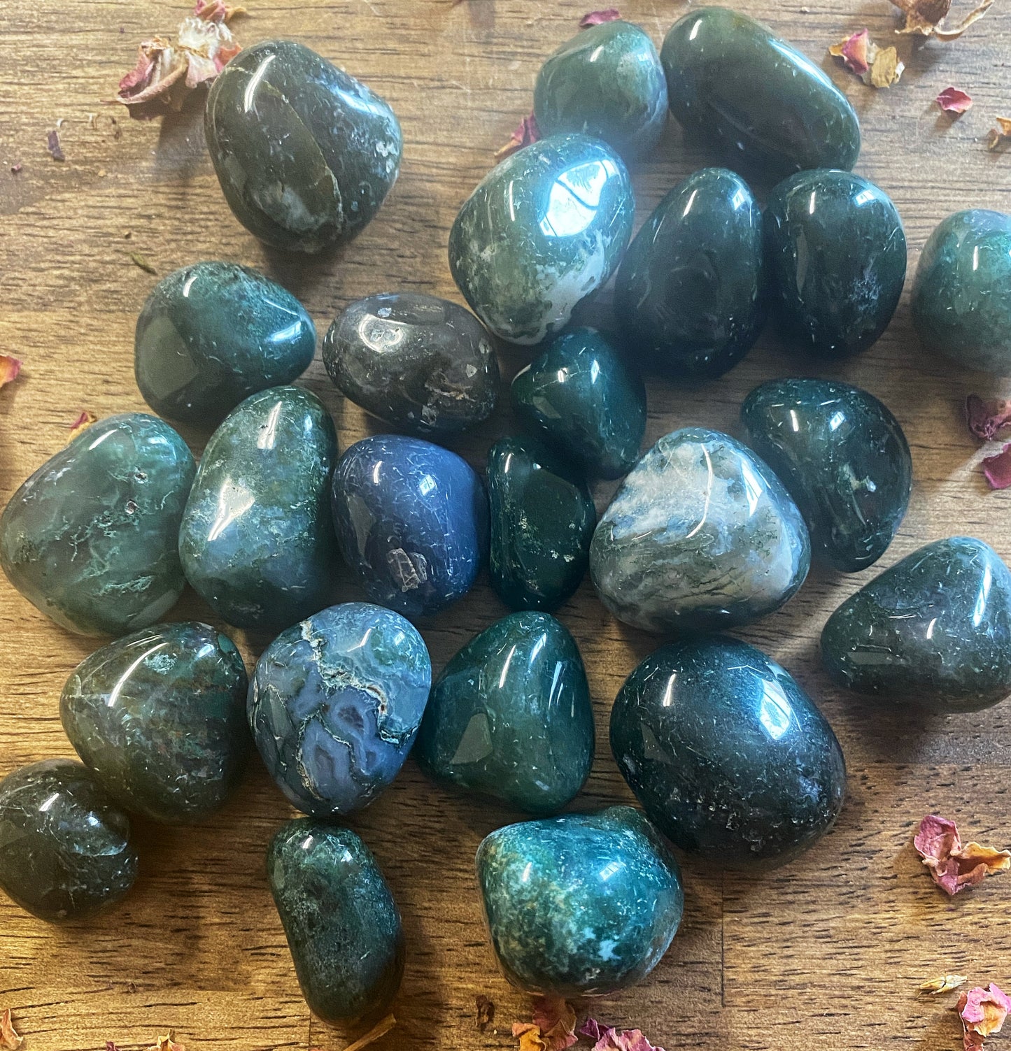 💚Green Moss Agate | Tumbled