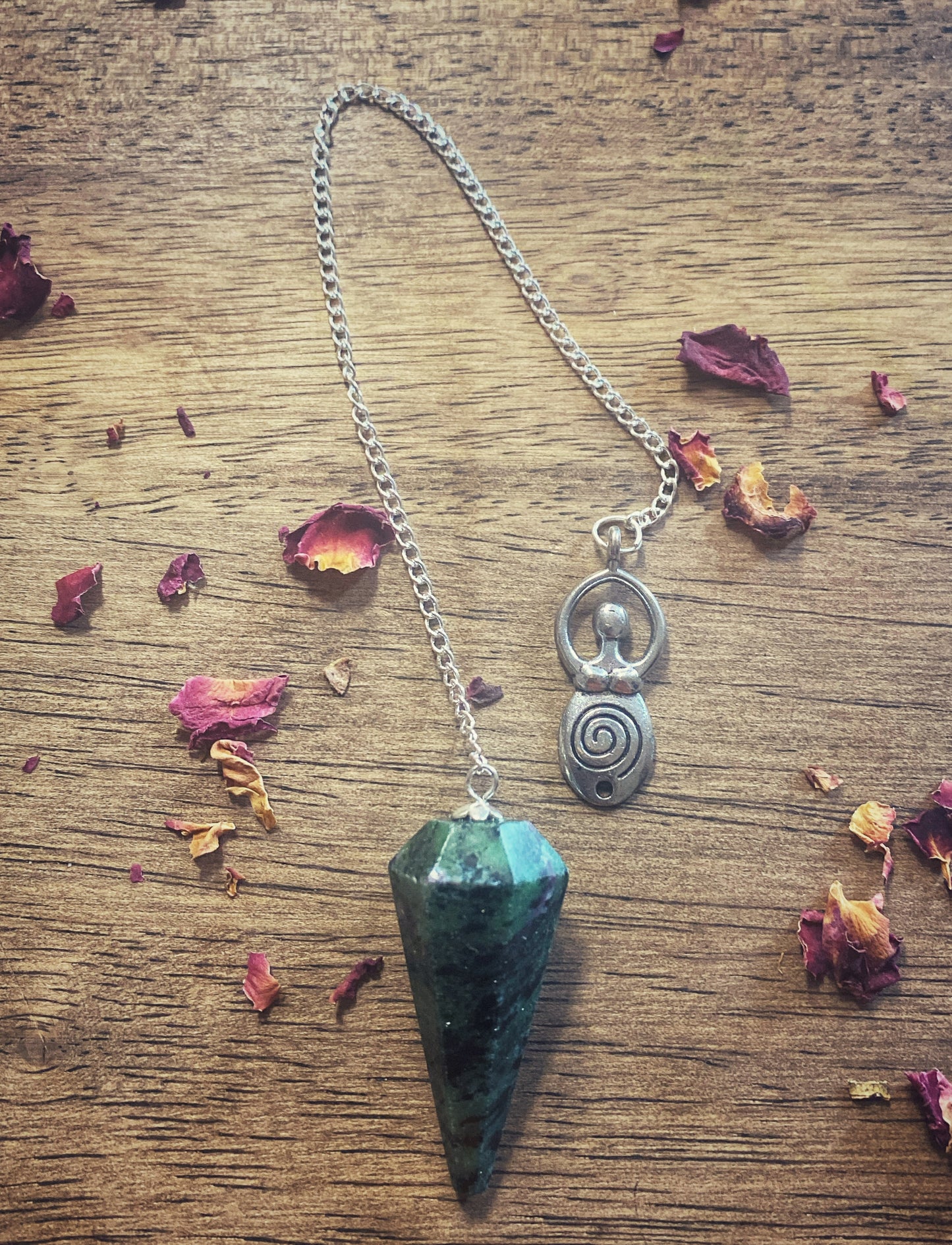 Ruby Zoisite Pendulum - Spiral Goddess