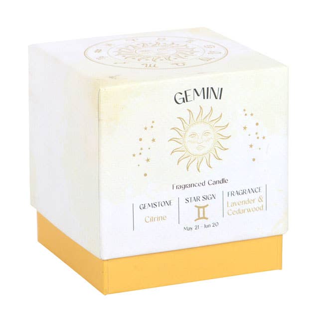 Gemini Lavender & Cedarwood Zodiac Crystal Candle