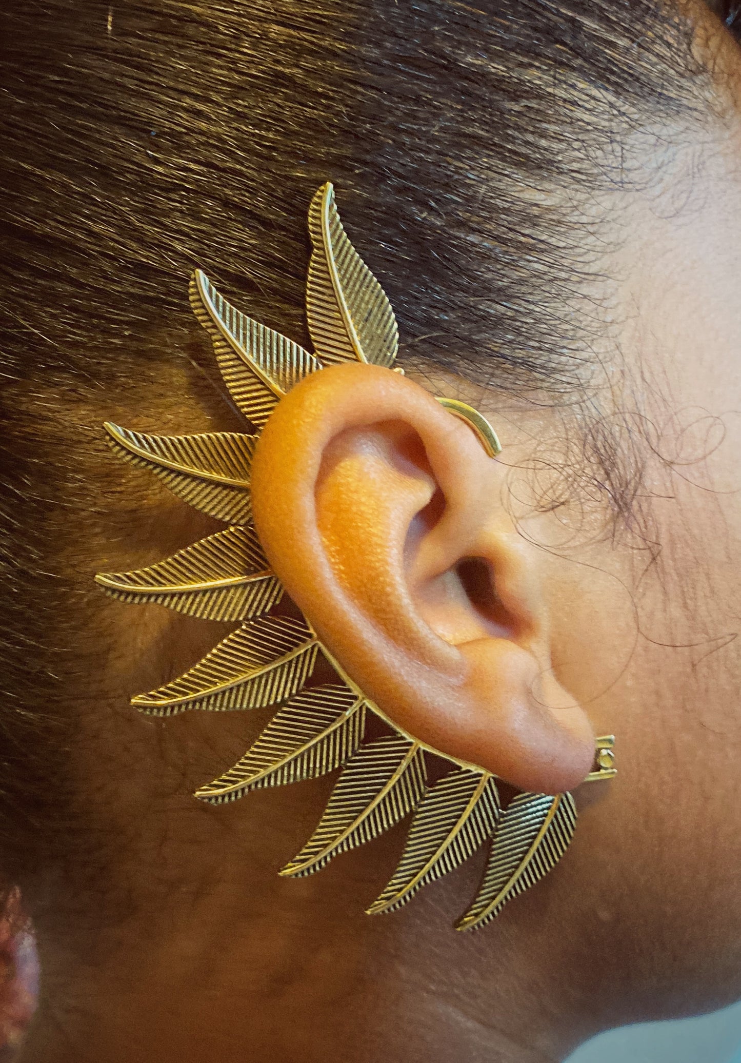 🪶Feathered ear cuff- Brass🪶