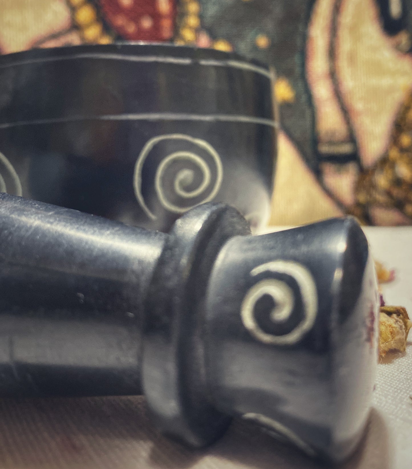 ꩜Black Spiral Soap Stone Mortar & Pestle꩜