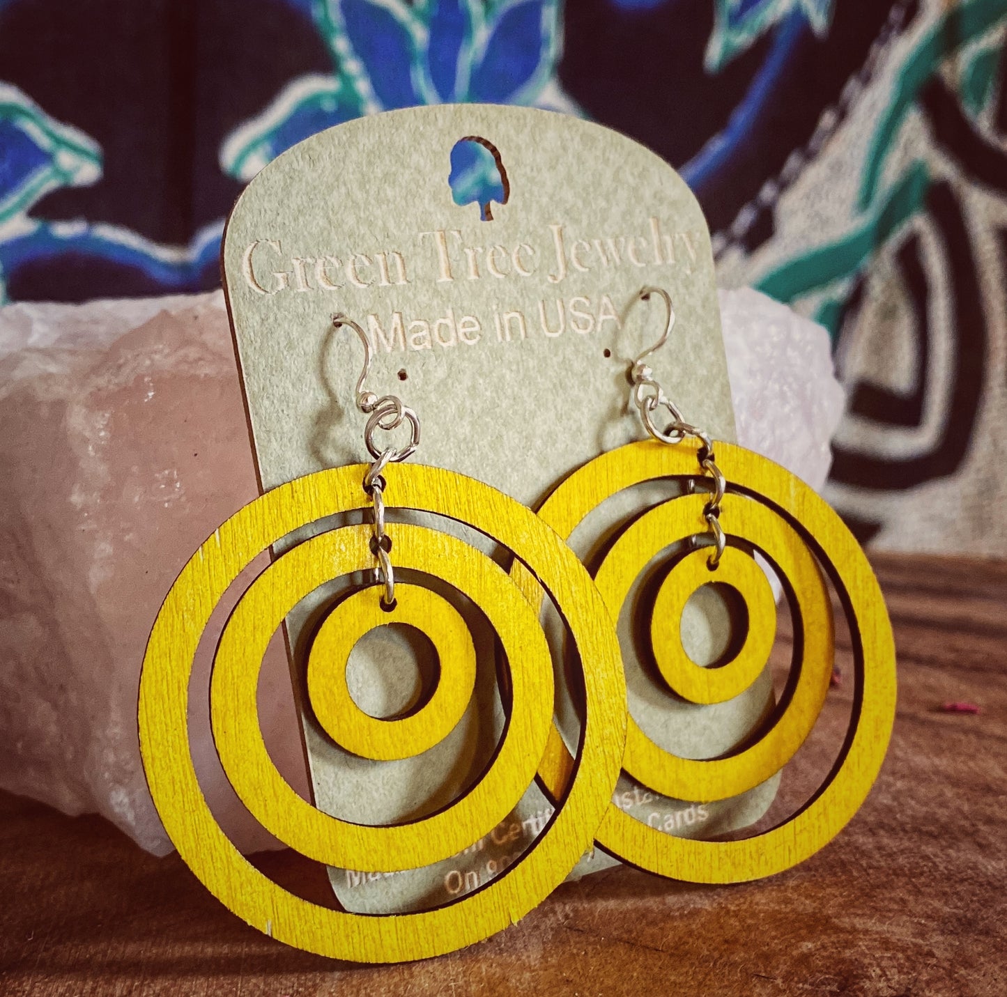 Yellow Triple Hoops Earrings