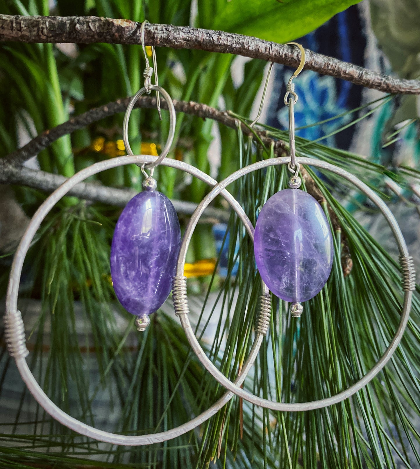💜Amethyst hoops - Sterling silver