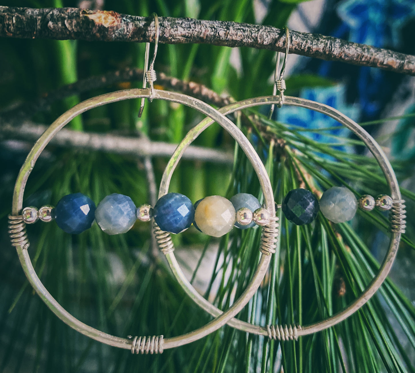 đź’™Blue sapphire hoops - sterling silver