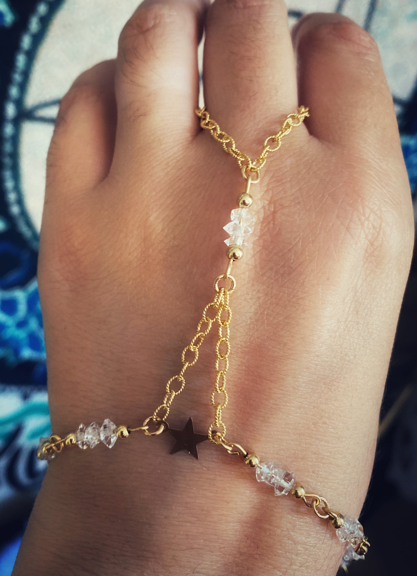 💎Herkimer diamond hand chain -Gold-filled