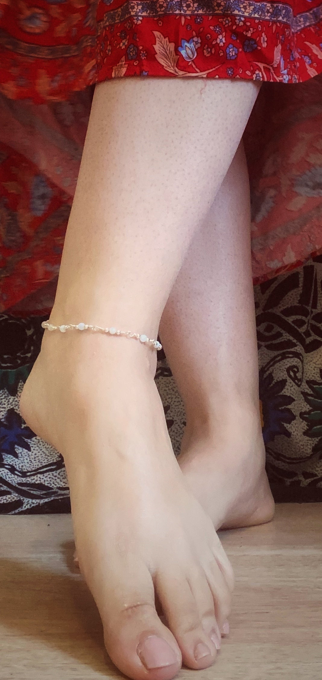 ✨Aquamarine anklet- Sterling silver
