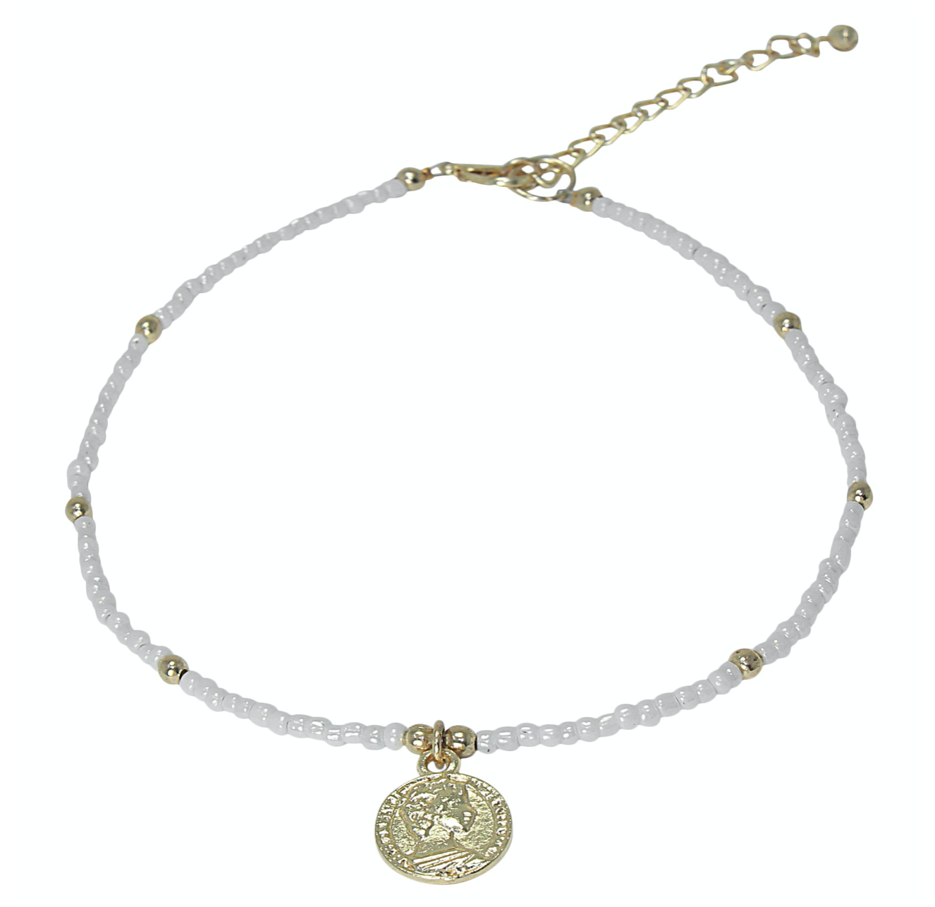 White glass bead choker