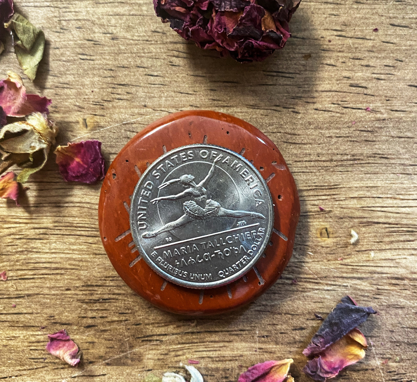 Red Jasper | Engraved Evil Eye Round Pocket Palm Stones