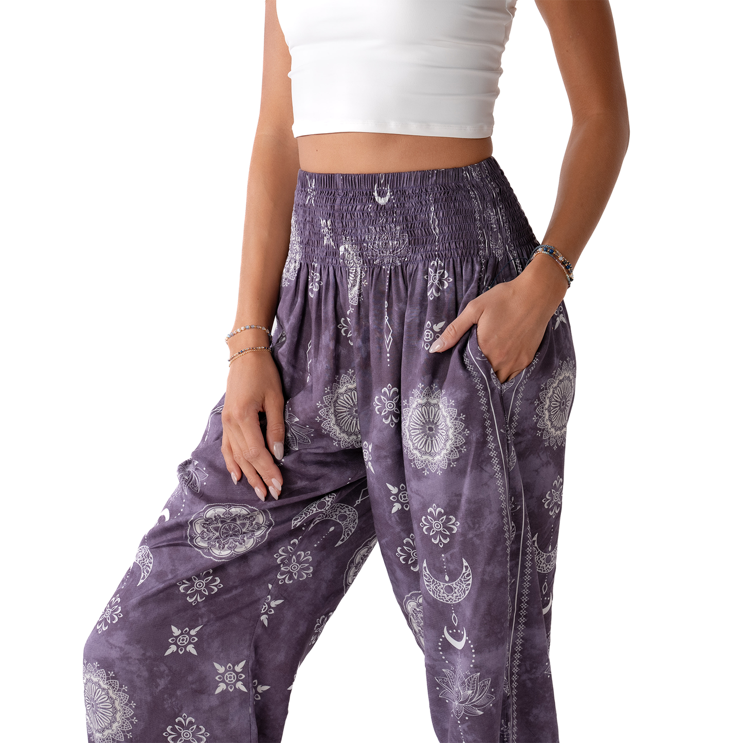 Mystic Plum Harem Pants with Pockets