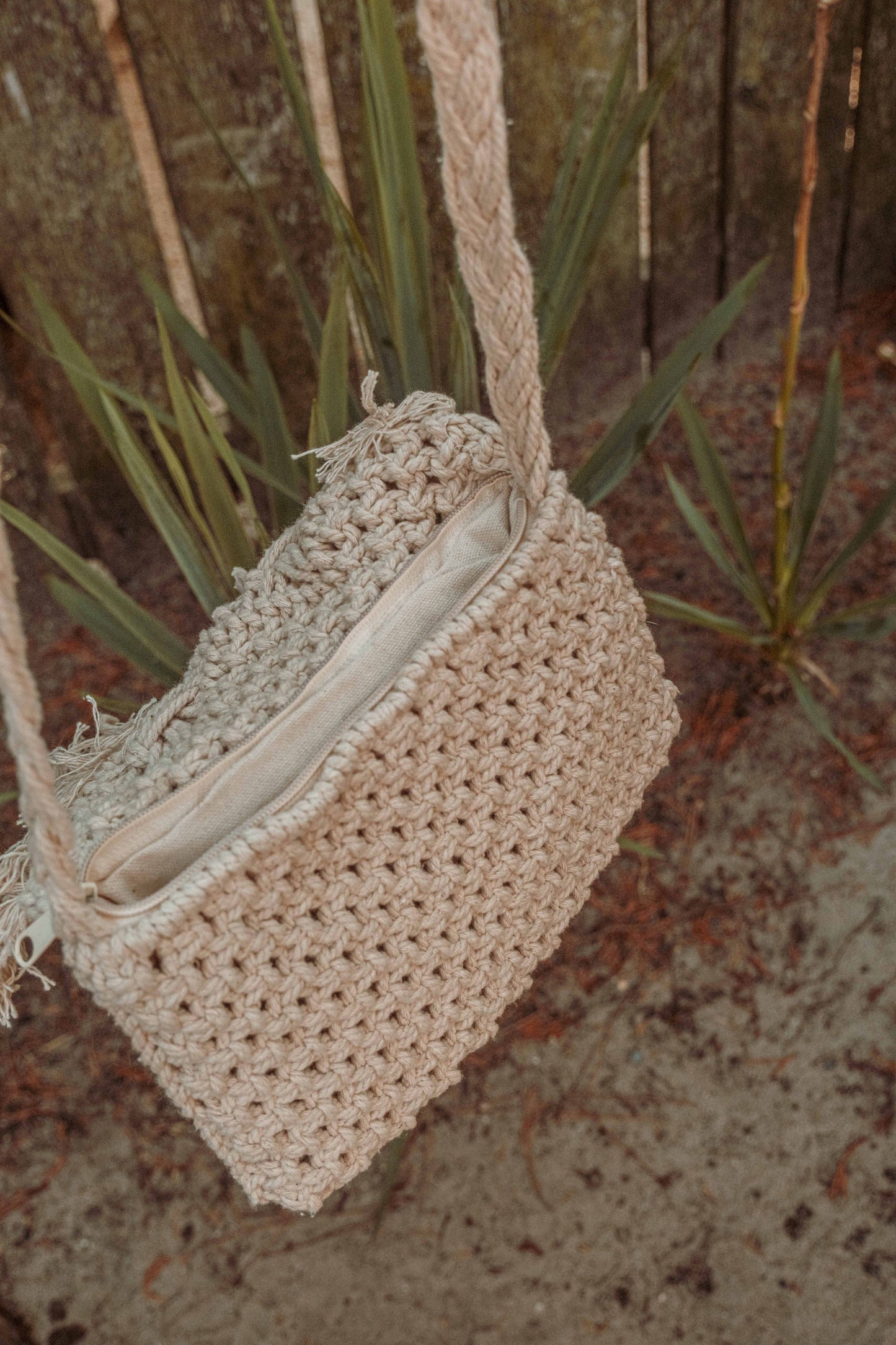 Hippie Boho Beachy Cotton Macrame Purse Shoulder Bag 