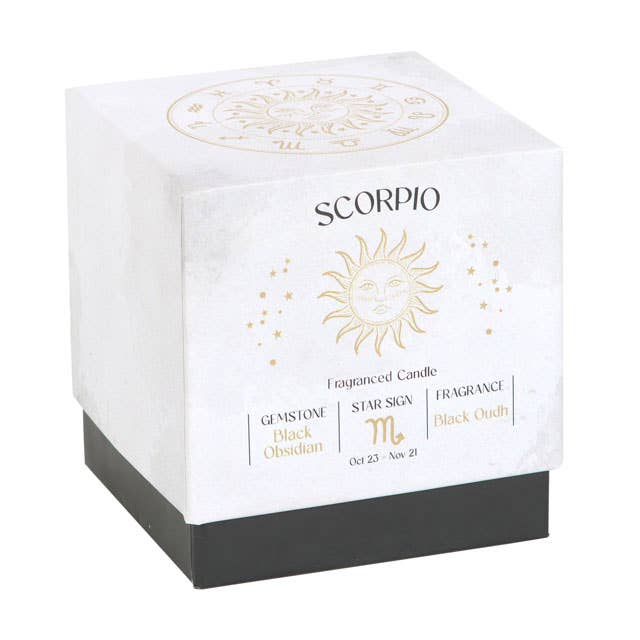 Scorpio Black Oudh Zodiac Crystal Candle