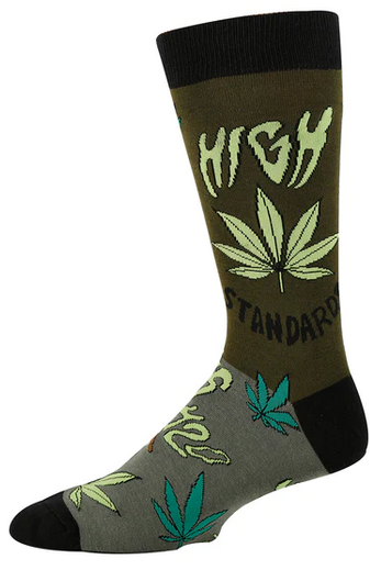 WOMENS HIGH STANDARDS W/420 CANNABIS LEAF MID LENGTH SOCKS