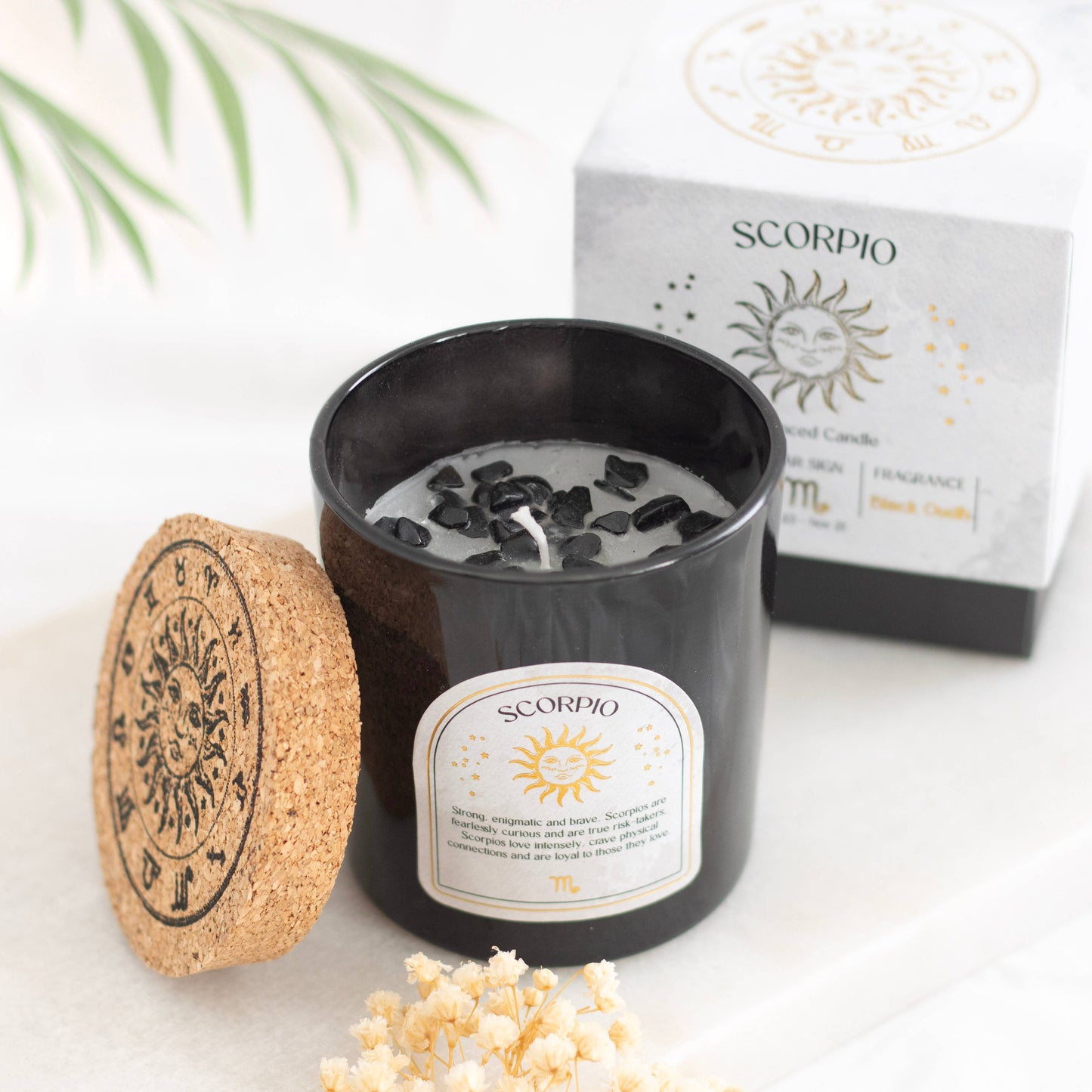 Scorpio Black Oudh Zodiac Crystal Candle