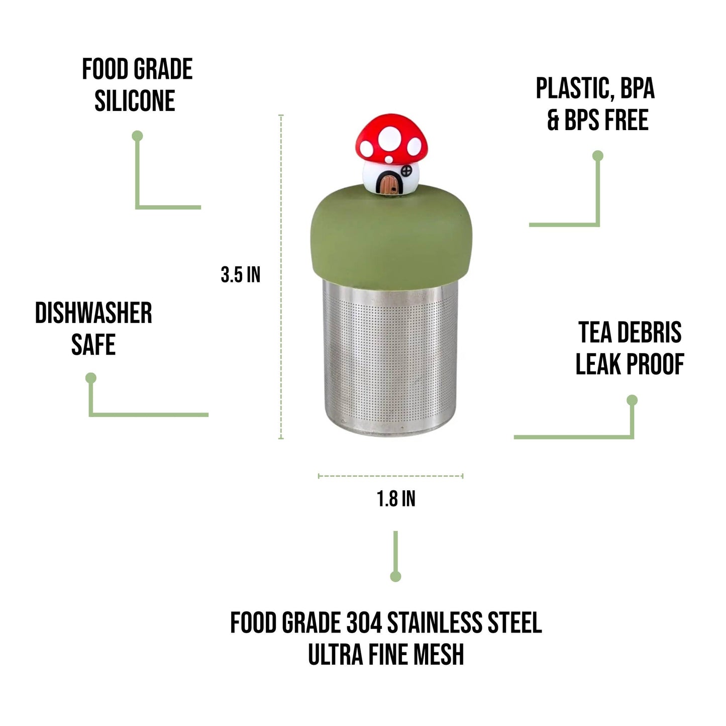 Red Mushroom Cottage | Floating Tea Infuser | Green Base