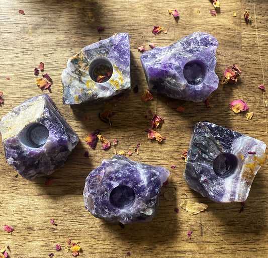 Gemstone Ritual Candle Holder | Amethyst