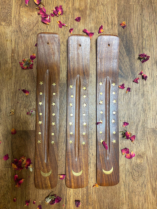 Star & Moon Incense Burner | Brass Inlay