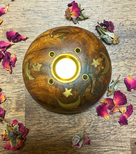 Stick & Cone Burner | Celestial | Brass Inlay