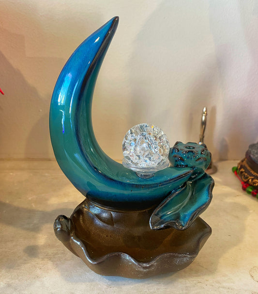 Crescent Moon Backflow Incense Burner | Ceramic