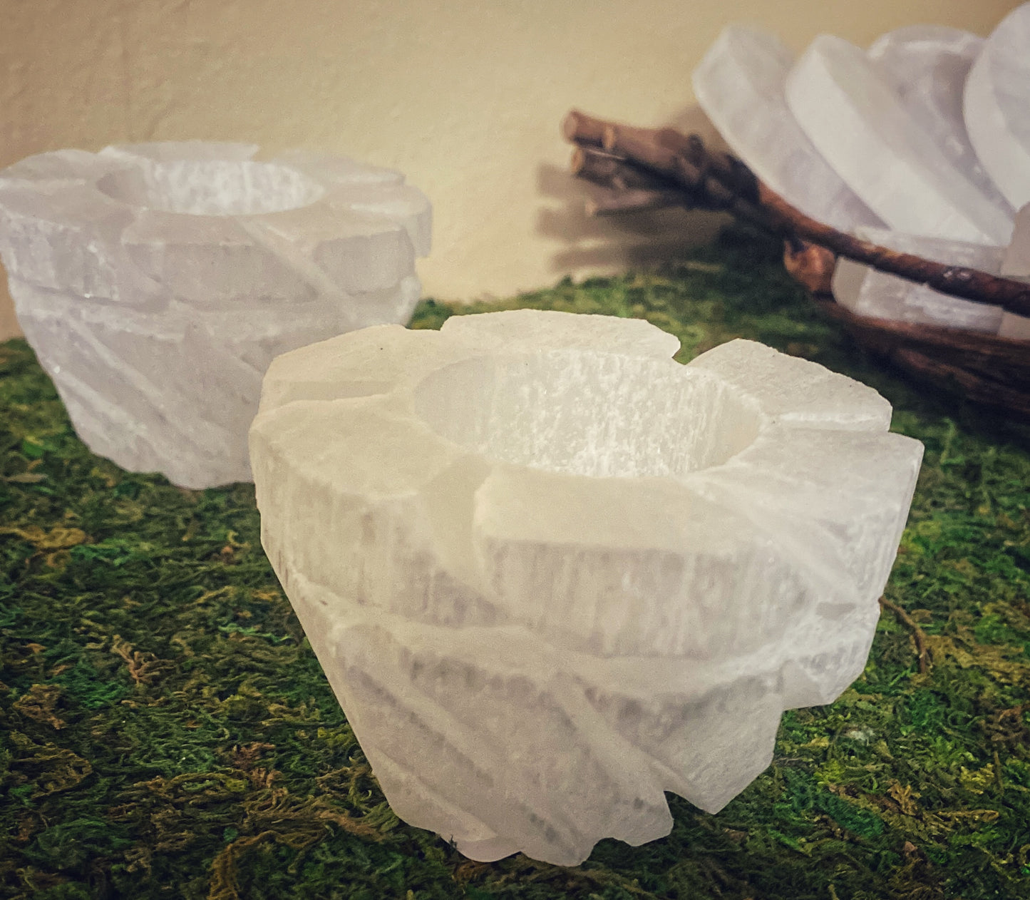 🕯️Selenite Tea Light Candle Holder