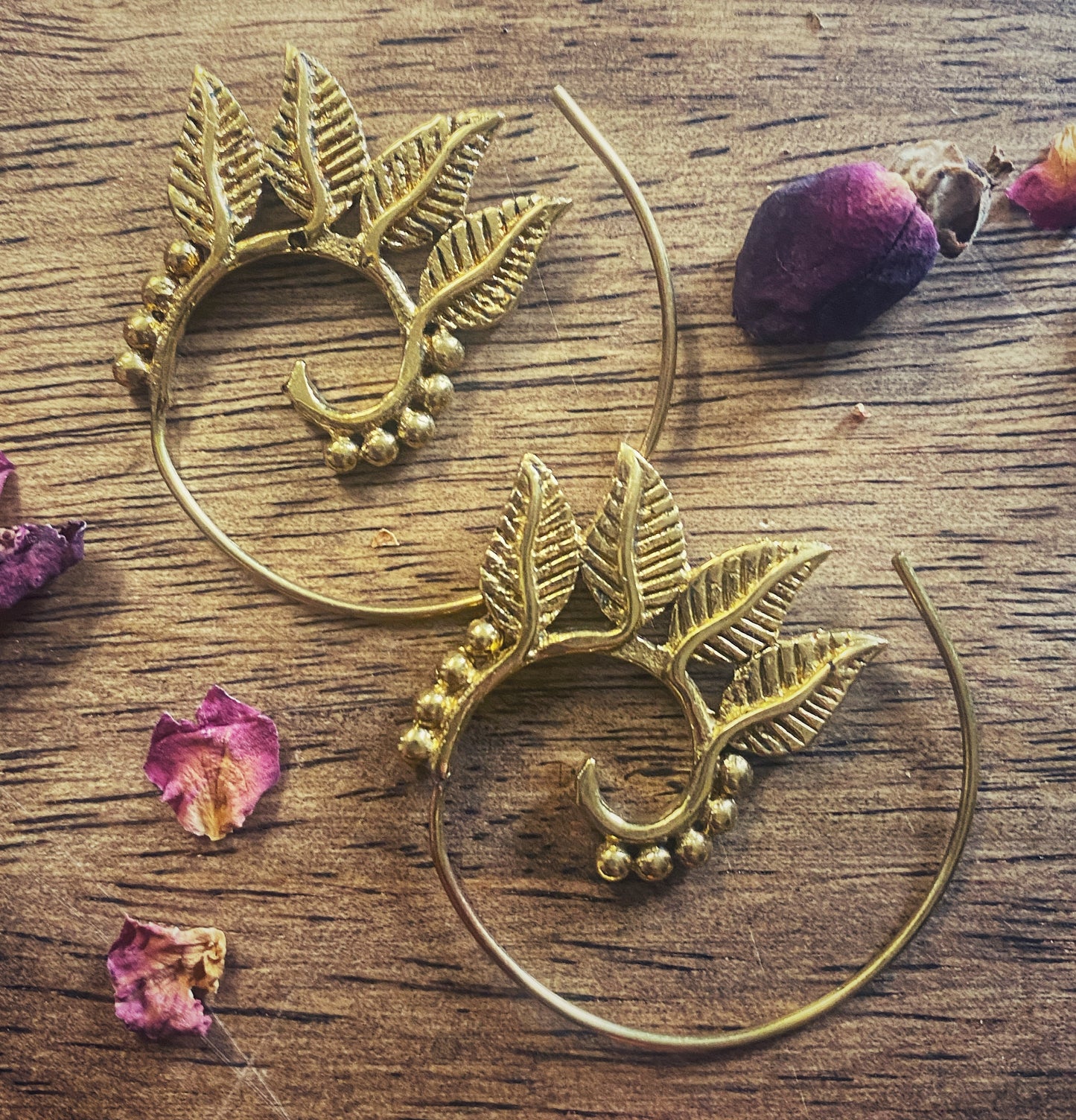 🍃4 Leaf Spiral Earrings | Brass