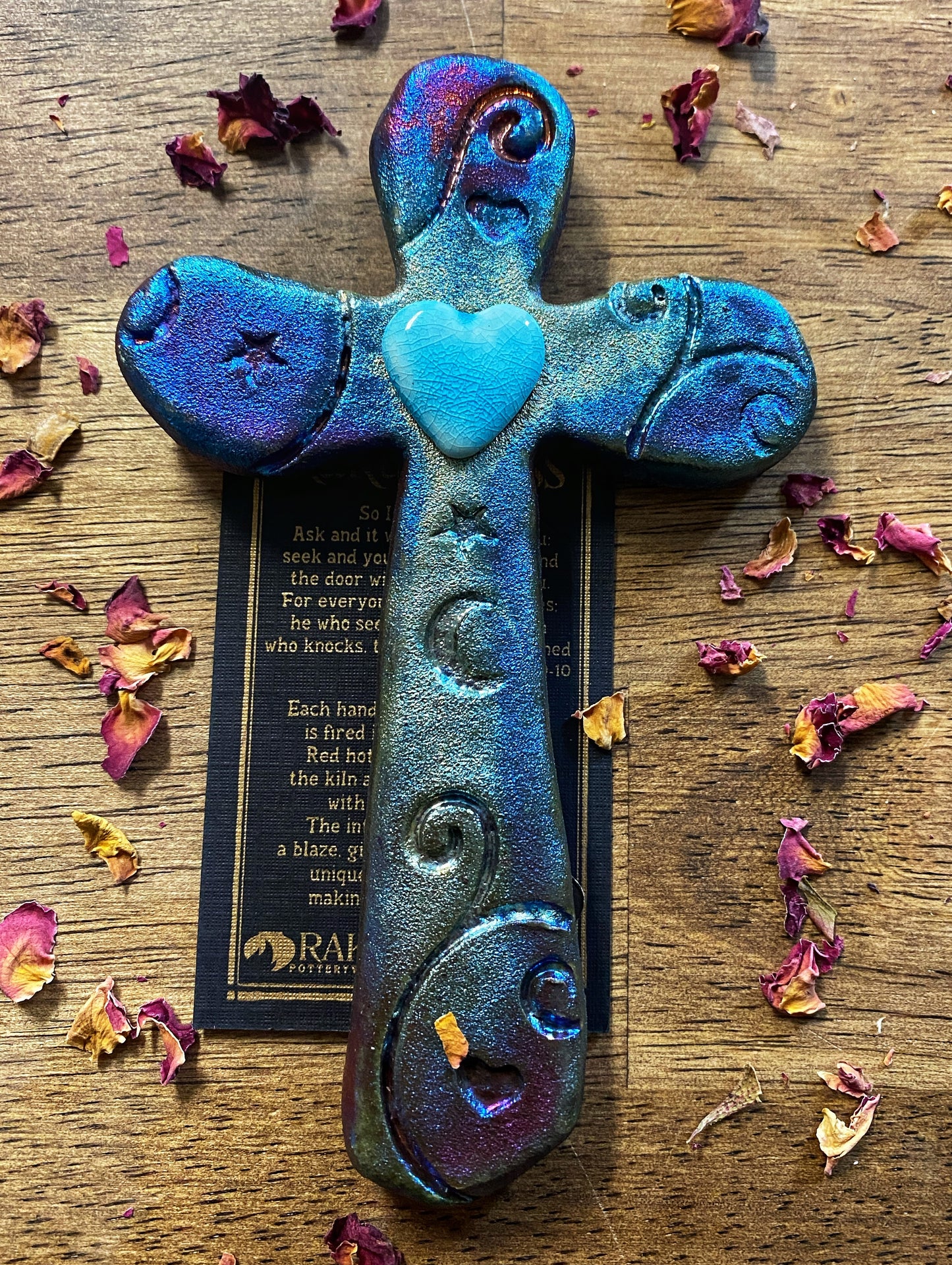 Raku Pottery | Small Cross | Jeremy Diller