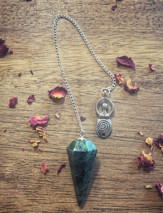 Ruby Zoisite Pendulum - Spiral Goddess
