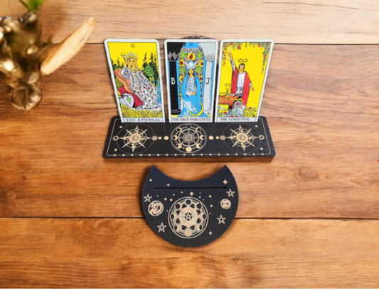 Wooden Tarot Card Holder | Moon Phases