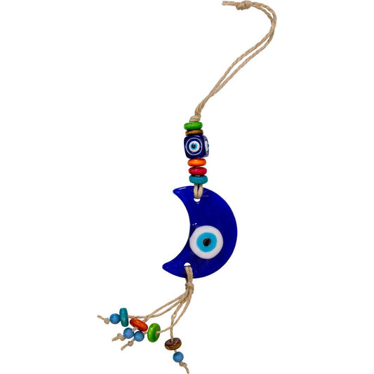 Evil Eye Talisman Hemp Rope w/ Beads Crescent Moon