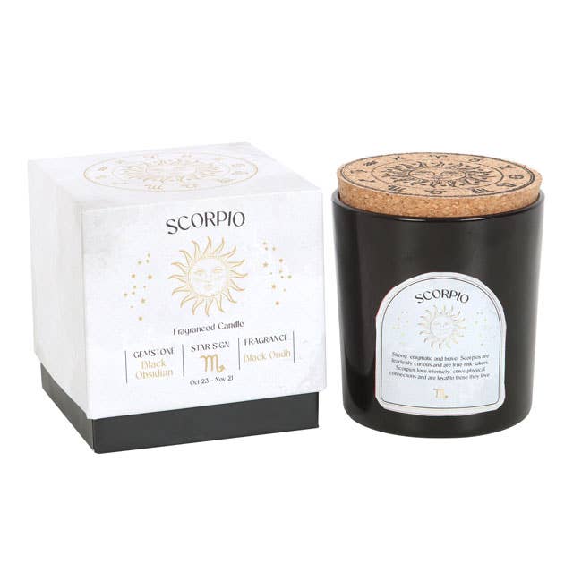 Scorpio Black Oudh Zodiac Crystal Candle