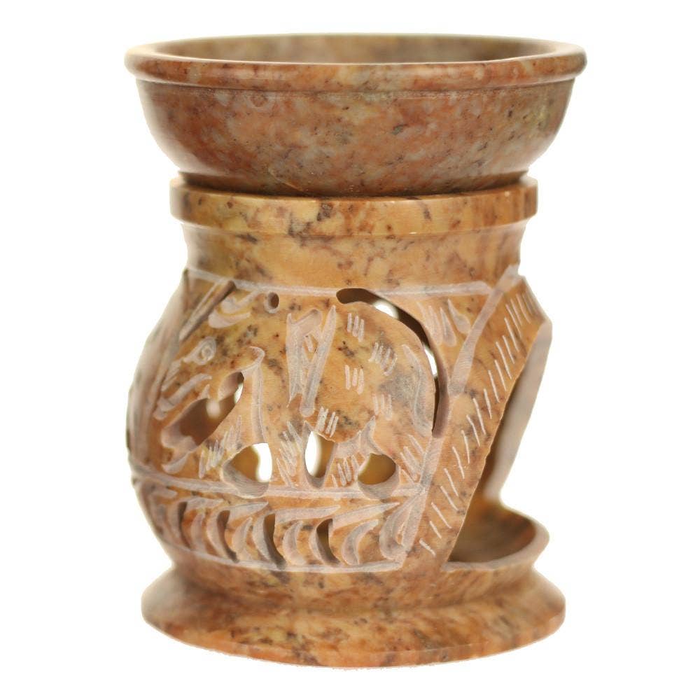 Oil Diffuser - Natural Soapstone Oil Burner Round Elephant
