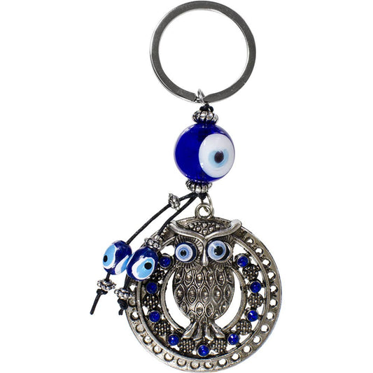 Evil Eye Talisman Key Ring - Moon Owl