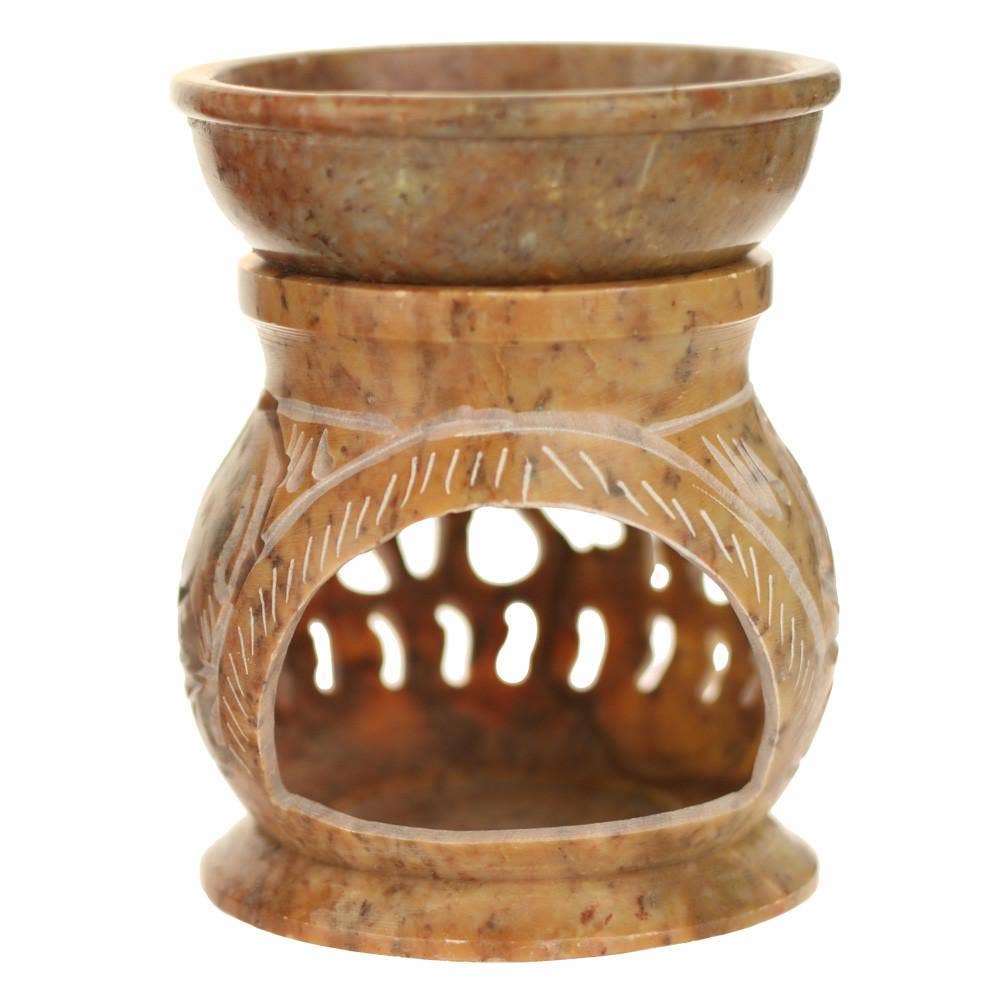 Oil Diffuser - Natural Soapstone Oil Burner Round Elephant