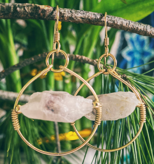 ✨Raw lepidocrocite hoops- Gold-filled