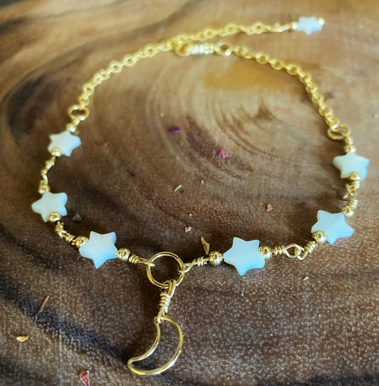 💫Star and Moon anklet🌙 - Gold-filled
