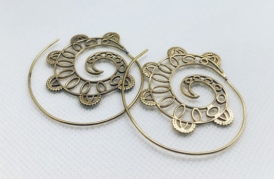 Cosmic Spiral Earrings - Brass